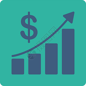 销售额增长图标销售量青色商业条形报告生长统计字形信息数据图片