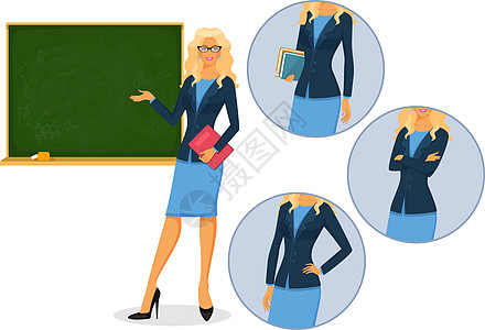 带黑板的女教师讨论主持人快乐商业经理演讲人士大学裙子老师图片