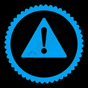 警告平蓝彩蓝色圆面邮票图标蓝色预防证书服务台字形感叹号报警背景信号字母图片