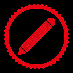 Penciil 平面红彩圆邮票图标编辑海豹橡皮铅笔字形证书背景黑色记事本签名图片