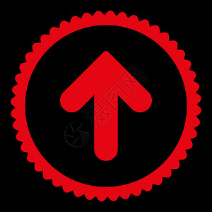 向上平面红色箭头圆印章图标指针邮票海豹证书光标运动橡皮黑色导航背景图片