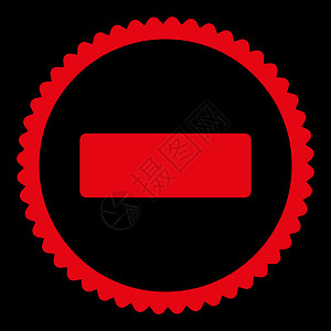 最小化平面红彩圆印章图标海豹回收站黑色垃圾桶背景红色长方形垃圾橡皮邮票背景图片