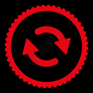 刷新平面红彩圆邮票图标交换回收回滚橡皮海豹背景同步黑色下载旋转背景图片