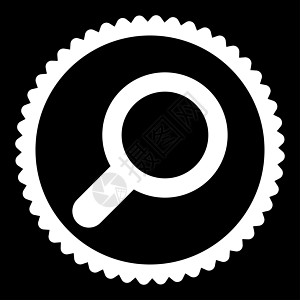 查看平面白彩圆邮票图标手表放大镜光学探险家白色玻璃定位工具黑色镜片背景图片