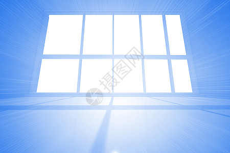 有窗户的亮蓝色房间计算机白色绘图背景图片
