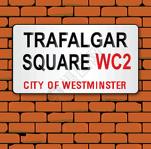 Trafalgar 地点名称符号标识砖墙街道橙子插图广场英语海报砖块卡片图片