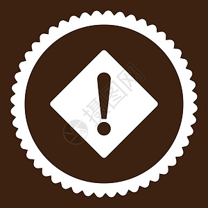 错误平面白彩圆邮票图标背景风险棕色警报事故危险冒险橡皮安全白色图片
