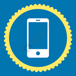 手机界面平板智能手机 黄色和白色彩色环形邮票图标字形细胞监视器展示短信技术药片工具框架电子背景