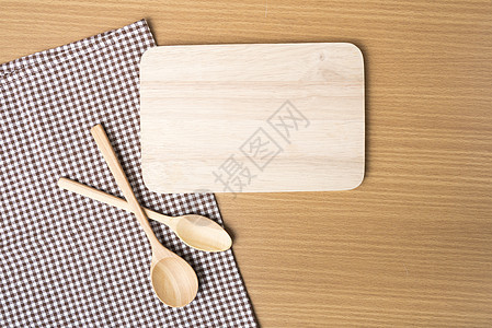 切割板和木制勺厨具勺子用具家庭空白桌布桌子食物烹饪木板图片