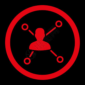 关系平板红色四向矢量图标社交分支机构统计友谊圆形数据网络分发节点社会图片