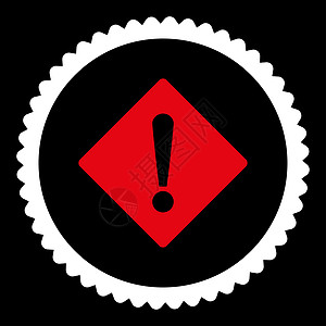 红色和白色平板圆周邮票图标出错注意力安全失败危险黑色证书信号事故风险菱形图片