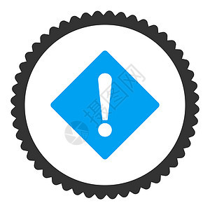 蓝色和灰色平面印章图标错误事故警告安全危险失败风险惊呼邮票信号橡皮图片