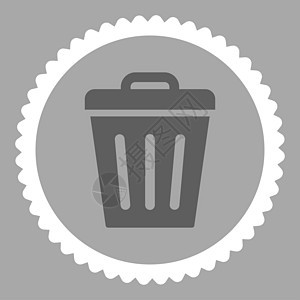 平平暗灰色和白颜色的垃圾回收桶环形邮票图标白色生态环境背景垃圾桶回收站橡皮海豹银色证书背景图片