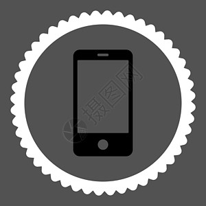 手机界面黑色和白色智能手机平面黑白颜色环形邮票图标反应棕榈细胞工具通讯器框架灰色监视器橡皮电脑背景