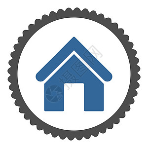 家庭平板钴和灰色圆形邮票图标不动产主页小屋机构商业字形抵押证书建筑学车库图片