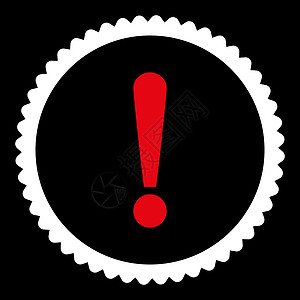 平面红色和白颜色的标志 圆印章图标攻击注意力冒险危险字形报警预防橡皮黑色信号图片