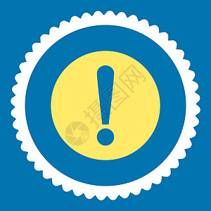 问题平板黄色和白颜色环形邮票图标信号失败蓝色危险感叹号背景报警警报注意力帮助图片