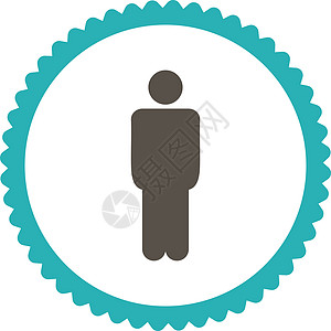 男子平面灰色和青青色环形邮票图标反射社会员工成员海豹绅士数字证书角色经理图片