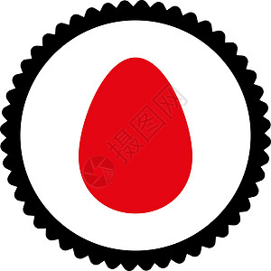 鸡蛋红色和黑彩色平板聚红和黑色环形邮票图标橡皮字形海豹形式早餐细胞证书食物数字图片