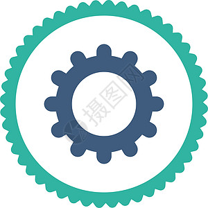 Gear 平板钴和青青色圆环邮票图标技术维修控制橡皮工业解决方案工厂青色齿轮机械图片