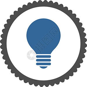 钴和灰色圆形邮票图标Bulb平板块状钴和灰色证书专利字形海豹照明灯泡创新电气橡皮力量图片