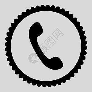 电话平面黑彩圆邮票图标黑色戒指讲话拨号扬声器热线背景浅灰色橡皮电讯背景图片