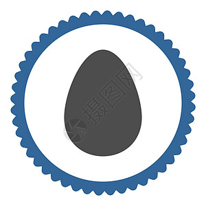 鸡蛋平面钴和灰色圆形邮票图标细胞早餐食物橡皮形式数字证书海豹图片
