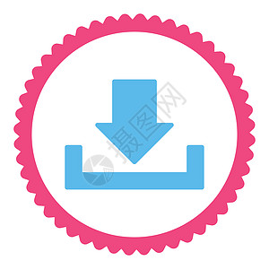 下载平平粉色和蓝色的双环邮票图标磁盘贮存保管箱海豹储蓄证书箭头店铺橡皮向下图片
