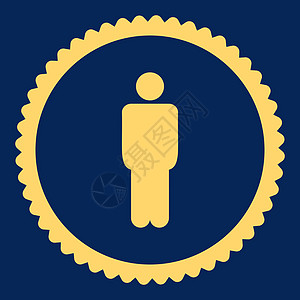 男性平板黄黄色圆面邮票图标角色成人背景邮票经理蓝色字形帐户成员证书图片