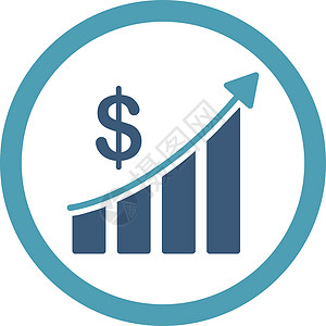 销售平淡青色和蓝颜色四向矢量图标战略进步金库预报图表成功财政投资报告字形图片