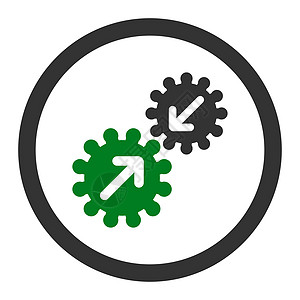 集成平面绿色和灰色圆形字形图标服务车轮安装一体化进步应用程序合作工厂工具同步图片