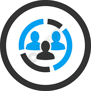 人口统计图平面蓝色和灰色颜色圆形矢量图标报告人群用户顾客会议网络男人团体团队社交图片