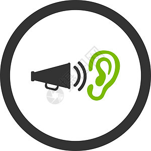 绿色和灰色生态平板广告 环向矢量图标收音机圆形警报嗓音扩音器字形推广说话扬声器体积图片