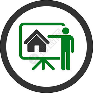房地产平平平绿色和灰色四向矢量图标报告商业推介会建筑建筑师财产经纪人小屋房子建筑学图片