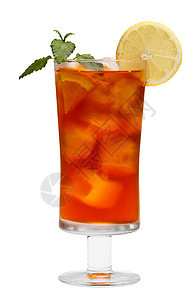 冰茶杯白色柠檬薄荷水果玻璃草本植物饮料图片