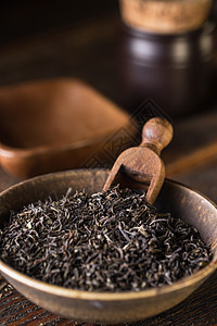 干黑茶叶叶黄色茶叶文化叶子背景图片