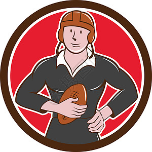 NZ橄榄球玩家持有球球圆形刻画图片