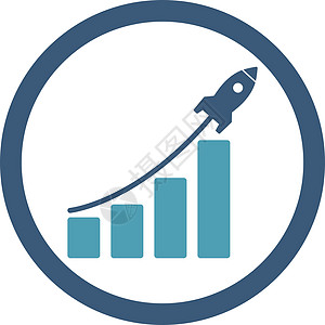 启动销售平淡青色和蓝颜色 四向矢量图标数据利润公司薪水成功进步报告战略统计基金图片