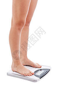 女性双腿和秤白色肥胖女士女孩重量损失图片