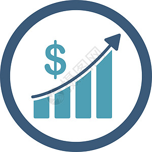 销售平淡青色和蓝颜色四向矢量图标销售量支付字形商业薪水统计预报进步利润生长图片