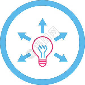 Idea 平平粉色和蓝色四向矢量图标来源照明闪电教育科学经营辐射创造力电子产品玻璃图片