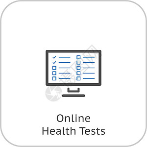 在线健康测试和医疗服务图标 平面设计桌面保健卫生药品电子监视器移动背景图片