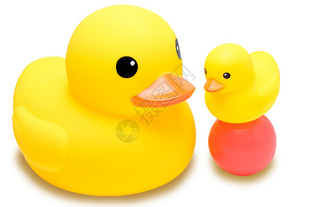 黄色橡皮鸭 有彩色圆球橡皮洗澡小鸭子喇叭橙子浴室孩子白色婴儿淋浴图片