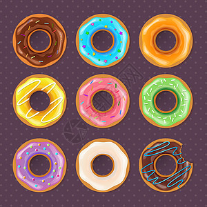 五颜六色的甜甜圈甜套装图片