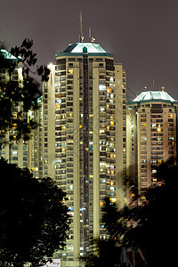 雅加达现代建筑 夜拍拍摄天空办公室交通摩天大楼街道旅行城市地标建筑学蓝色图片