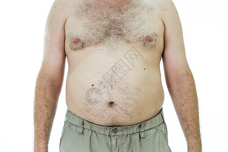 有胖肚子的男人白色身体腰部肥胖饮食重量男性成人图片