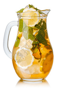 冰茶壶玻璃投手柠檬白色冰镇立方体水壶排毒薄荷图片