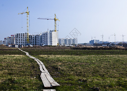 建筑建造中心街道进步天空工程摩天大楼建筑学反射商业蓝色图片