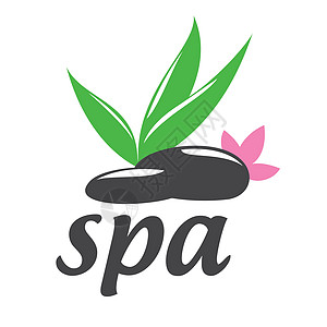 用于 spa salo 的矢量标志石头和树叶女性治疗瑜伽保健福利产品身体魅力沙龙商业图片