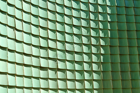 传统中国绿色青色瓷砖 曲线墙图片